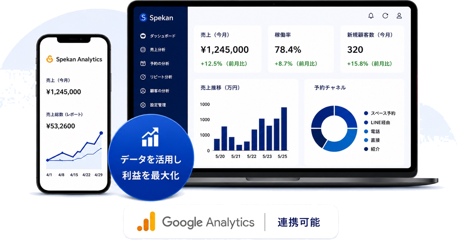 Spekan Analyticsアプリと管理ダッシュボードで売上・稼働率・顧客分析をリアルタイム可視化